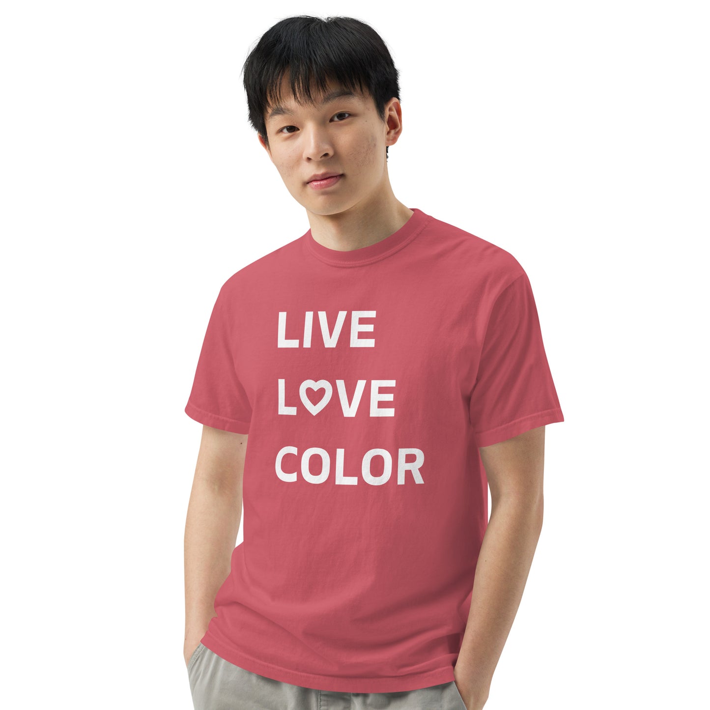 Live Love Color Unisex Garment-Dyed Heavyweight T-shirt - Heart