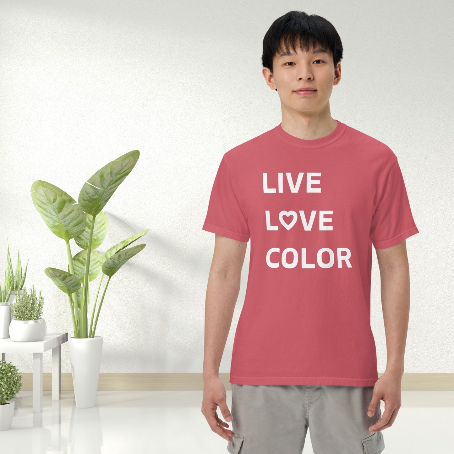Live Love Color Unisex Garment-Dyed Heavyweight T-shirt - Heart