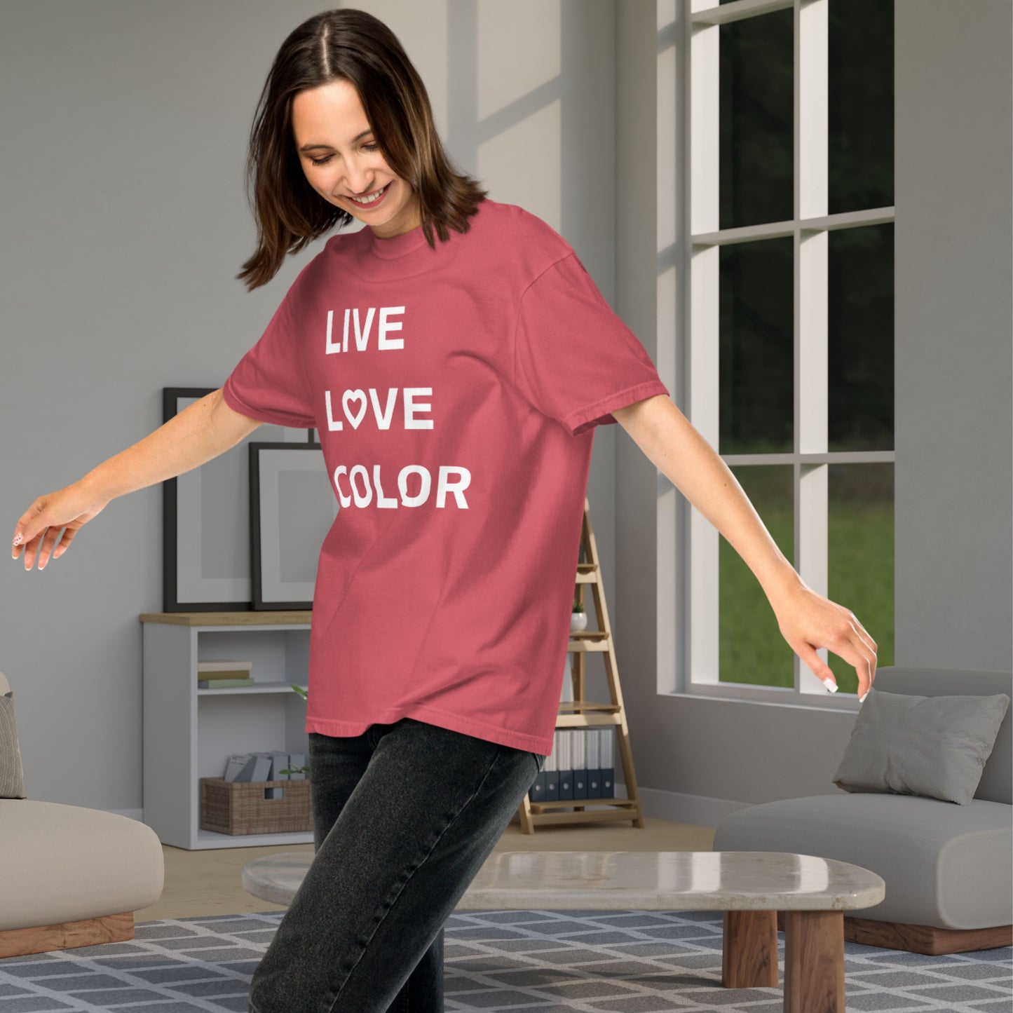 Live Love Color Unisex Garment-Dyed Heavyweight T-shirt - Heart